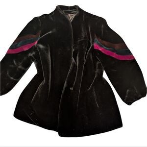 Vintage‎ 1960s/70s Olympia black fur coat with multi color stripes mod rare